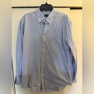 Lands' End Men's Light Blue Gingham Shirt size 18.5 36
